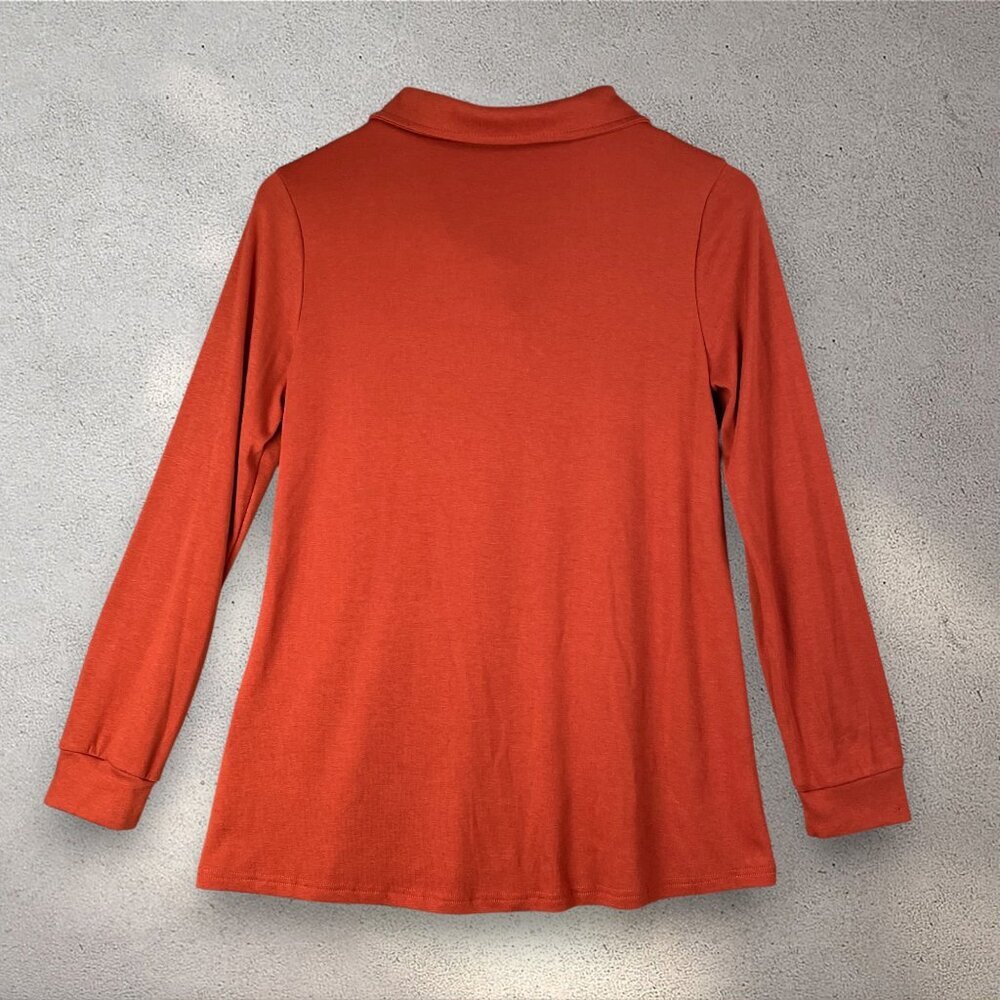 Bluetime Button Collar Tunic Top Women’s S Long Sleeve Pullover Fall Cozy Chic - Picture 2 of 9